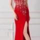 Nice Long Mermaid/Trumpet Prom Dresses, Red Sleeveless With Split-front Split Prom Dresses WF01G47-549