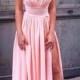 Customized Suitable Prom Dresses A-Line Spaghetti Straps Pink Pleated Prom Dress With High Split
