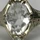 Vintage Aquamarine Ring. Diamond Accents. 14k Gold Art Deco Filigree Setting. Unique Engagement Ring. March Birthstone. 19th Anniversary.