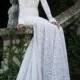 White Prom Dress,Trumpet Mermaid Long Sleeve Bateau Sweep Brush Train Prom Dress Evening Dress SP7241