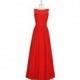 Red Azazie Aliya - Boatneck Back Zip Floor Length Chiffon And Lace Dress - Simple Bridesmaid Dresses & Easy Wedding Dresses