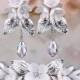 BIA Flower Silver Crystal Bridal Jewelery Set Bracelet And Earrings