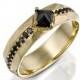 Mens Yellow Gold Wedding Band, Antique Wedding Ring, Black Diamond Ring, Princess Cut Ring, Round Ring, Hammered Ring