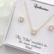 Julia - Gold Wedding Jewelry Set, Bridal Earrings + Necklace, Crystal Cushion Earrings, Stud Earrings, Bridesmaids Gift, Bridesmaid Gift Set