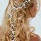 IOLANTA Long Pearl Flower Bridal Hair Vine With Crystals