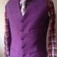 Handmade Purple Waistcoat - Harris Tweed Waistcoat - Wool Wedding Vest - Groomsman Vest Best MEN - Formal Tweed Waistcoat - Purple Wool Vest