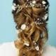Flower Bridal Hair vine, Bridal Hair Vine, Crystals Bridal Wedding, Hair vine wedding, Bridal Hair vine, Pearl Hair vine, Bridal hair piece