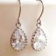 Tiny Silver Crystal Earrings - Small Teardrop Dangle Earrings - Simple Minimal Wedding, Bridal, Maid of Honour, Bridesmaid Jewellery Gift