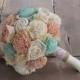 Dusty Rose, Mint, & Cream Sola Wood Bouquet, Dusty Rose Sola Bouquet, Mint Sola Bouquet, Mint Green Bouquet, Blush Pink Wedding Bouquet