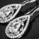 Crystal Bridal Earrings, Cubic Zirconia Teardrop Earrings, Crystal Chandelier Wedding Earrings, CZ Dangle Earrings, Bridal Prom Jewelry - $39.00 USD