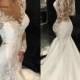 Long Sleeves Mermaid Wedding Dress with Sheer Back