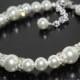 Pearl Bridal Bracelet, Swarovski White Pearl Silver Bracelet, Wedding Pearl Bracelet, One Strand Pearl Bracelet, Bridesmaid Jewelry - $24.90 USD