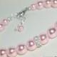Pink Pearl Wedding Bracelet Swarovski Rosaline Blush Pink Pearl Bracelet Bridesmaid Light Pink Pearl Bracelet Pink Pearls Silver Bracelets - $24.50 USD