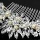 Bridal Hair Comb, Crystal Floral Hair Comb, Wedding Crystal Silver Hair Piece Swarovski Pearl Crystal Comb Crystal Pearl Bridal Hair Jewelry - $30.90 USD