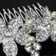 Crystal Bridal Hair Comb, Orchid Crystal Wedding Comb, Floral Crystal Head Piece, Wedding Hair Jewelry, Crystal Silver Comb, Crystal Combs - $32.50 USD