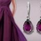 Amethyst Crystal Earrings, Swarovski Amethyst Rhinestone Teardrop Earrings, Purple Wedding Bridesmaids Gift, Amethyst Jewelry, Prom Earrings - $24.00 USD