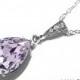 Light Purple Crystal Necklace, Swarovski Smoky Mauve Rhinestone Necklace, Mauve Silver Wedding Bridesmaids Jewelry, Bridal Mauve Necklace - $25.90 USD