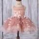 Flower Girl Dress Dusty Pink Tulle Dress,Beaded Lace Girl Dress,Illusion Open Back Baby Party Dress Princess Dress Bridesmaid Dress(HK518)