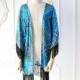 Printed Fringe V-neck 3/4 Sleeves Top Cardigan Blouse - Discount Fashion in beenono