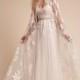 BHLDN 2017 Reagan Gown & Anastasia Cape Sweet Ivory Lace Chapel Train Embroidery Ball Gown Sleeveless V-Neck Dress For Bride - Bonny Evening Dresses Online 