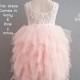 Pink Flower Girl Dress, Blush Flower Girl Dress, White Lace Flower Girl Dress, Pink Tulle Flower Girl Dress Rustic Flower Girl Wedding Dress