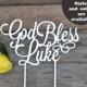 God Bless Cake Topper Baptism Christening First Holy Communion Cake toppers Custom Name Cake Topper Personalized Babyshower Decorations