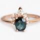 Teal Blue Sapphire Ring, Sapphire Diamond Ring, Diamond Sapphire Ring, Sapphire Engagement Ring, Oval Sapphire Ring, Unique Diamond Ring