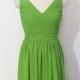 Green Long Bridesmaid Dress V-neck Chiffon Bridesmaid Dress-Custom Dress - Hand-made Beautiful Dresses