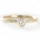 14k Solid Yellow Gold 0.20ct Diamond Engagement Ring ,Simple Engagement Ring,Stacking Diamond Gold Ring-Conflict Free