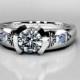 Zelda Engagement Ring in Silver, Palladium & Gold, Forever One Moissanite Engagement Ring, Legend of Zelda Wedding sapphire ring