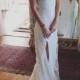 Spaghetti Straps V-neck Long Mermaid Lace White Wedding Dresses Z0165