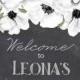 "Leona" Chalkboard White Anemone Bridal Shower Welcome Sign