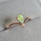 Rose Gold Opal Engagement Ring Green Fire Opal Enagement Ring Opal Wedding Ring 14k 18k Gold Crown Teardrop Opal Ring Rose Gold Ring