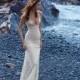 Galia Lahav 1007 Lace Sweep Train Nude Open Back Vogue Spaghetti Straps Fit & Flare Rhinestone Beach Wedding Dress without Coat - Bridesmaid Dress Online Shop