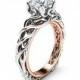 Diamond Braided Engagement Ring 18K Two Tone Gold Celtic Ring Unique Diamond Engagement Ring Anniversary Gift