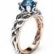 Blue Diamond Engagement Ring 18K Two Tone Gold Blue Diamond Engagement Ring