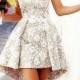 A-Line Sweetheart Short Champagne Lace Homecoming Dress