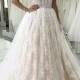 A-Line Sweetheart Sweep Train Lace Wedding Dress With Appliques