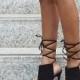 Suede Peep-toe Summer Ankle Strap Ankle Wraps Suede Peep Toe Stiletto Heel Sandals