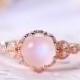 Moonstone Engagement Ring Rose Gold 14k/18k Bezel Set Retro Vintage Marquise or 925 Sterling Silver with Man Made CZ Diamond Art Deco