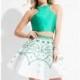 Emerald/White Two-Piece Mikado Dress by Rachel Allan Short - Color Your Classy Wardrobe