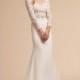 BHLDN Spring/Summer 2018 Langston Ivory Elegant Sweep Train V-Neck Fit & Flare Long Sleeves Lace with Sash Dress For Bride - Elegant Wedding Dresses