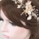 Gold or Rose gold Leaf Vine Bridal Headpiece. Blush Boho Delicate Crystal Pearl wedding Wreath, Headband. Rhinestone Floral Hairpiece. BEA