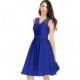 Royal_blue Azazie Cierra - Knee Length Back Zip V Neck Chiffon And Lace Dress - Charming Bridesmaids Store