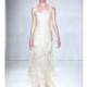 Amsale - Fall 2015 - Strapless Sheath Wedding Dress in Silk Chiffon with Hand Beaded Silk Flower Skirt - Stunning Cheap Wedding Dresses