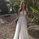 Asaf Dadush 2018 Summer Sweep Train Embroidery Split Beach Crossed Straps Tulle White Jewel Aline Sleeveless Wedding Dress - Customize Your Prom Dress