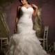 Graceful Organza Satin & Satin Sweetheart Neckline Natural Waistline Mermaid Plus Size Wedding Dress - overpinks.com