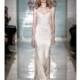 Reem Acra - Spring 2015 - Cap-Sleeved Embroidered Illusion Sheath Wedding Dress with a Sweetheart Bodice - Stunning Cheap Wedding Dresses