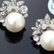 Vintage Style Pearl & Crystal Stud Earrings, Carrie