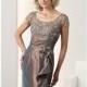Bronze Ruffled A-Line Gown by Mon Cheri Montage - Color Your Classy Wardrobe